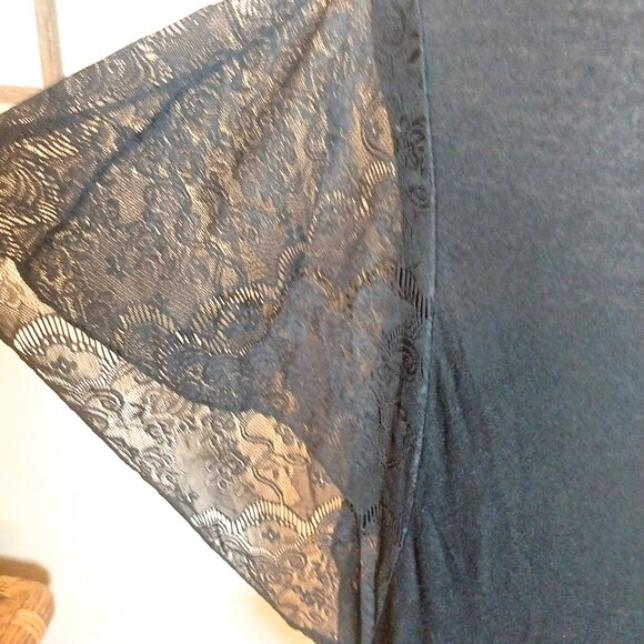 CAROLE LITTLE SIZE L BLACK SCOOP NECK LACE CASCADE SLEEVE TOP - Picture 5 of 10